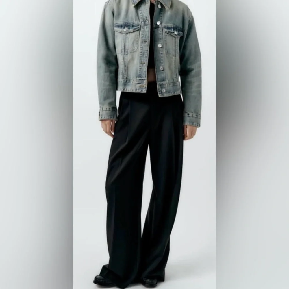 Zara Pleated Black Pants Size S NWT - Picture 2 of 4